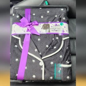 Fleece Collar Pajama Set